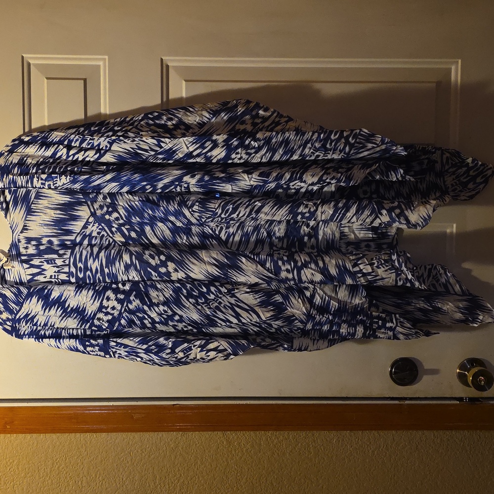 Michael Stars Blue and White Ikat-Pattern Kimono